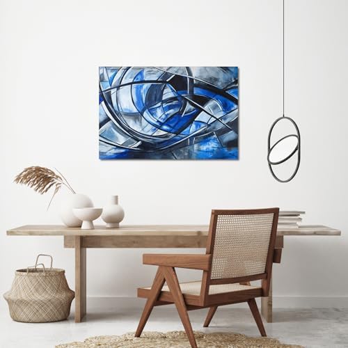 Abstract Wall Art Decor Modern Wall Art Pictures for Living Room Canvas Art Wall Decor Abstract Blue Wall Art Prints Artwork for Walls Black and White Wall Art Decorations Home Office Decor 24" X 36" - Image 4