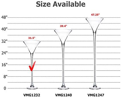 WGV Large Martini Glass Vase, Open 12", Height 31.5", Base 8", (Multiple Sizes Choices) Clear Wine Fruit Planter Floral Container, Wedding Centerpieces, Event Home Decor, 1 Piece (VMG1232) - Image 3