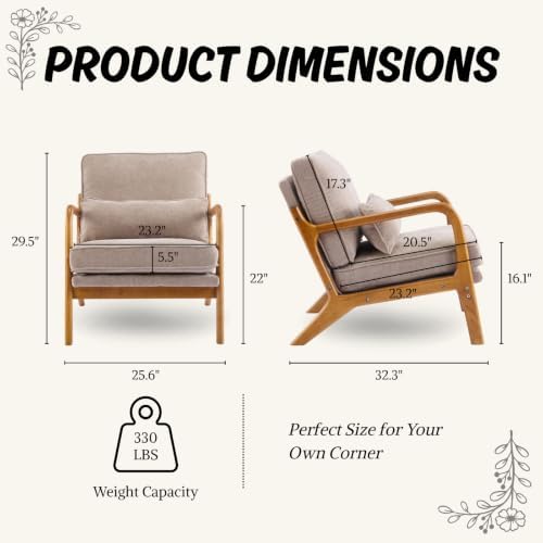 Karl home Mid-Century Modern Accent Reading Chair, Khaki - Image 2