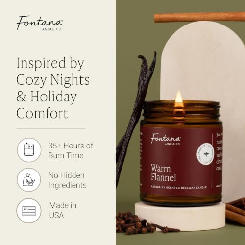 Fontana Candle Co Wood Wick Beeswax Candle, Warm Flannel - Image 2