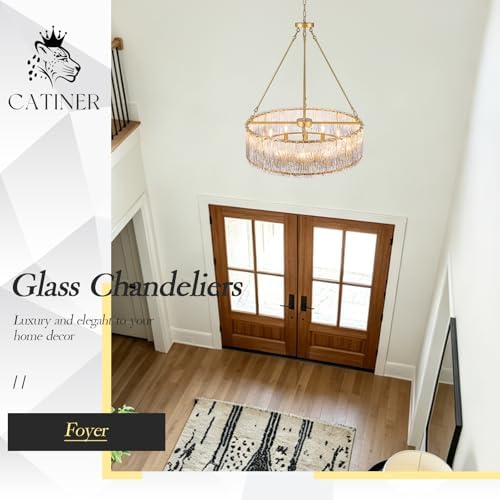 CATINER Modern 30" Crystal Glass Chandelier 12-Light Gold Chandeliers - Image 6