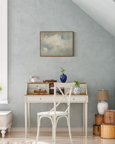 InSimSea Framed Canvas Wall Art Vintage Decor, Home Decor Classical Oil Paintings Sky Cloud Bird Canvas Prints,Retro Landscape Wall Art for Bedroom Living Room Bathroom, 12"x16" - Image 3
