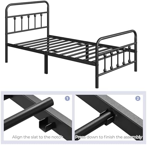 Yaheetech Twin XL Metal Platform Bed Frame, Victorian Headboard & Footboard - Image 6