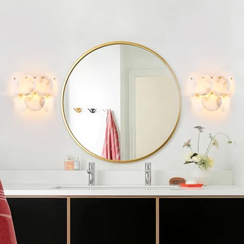 Modern Farmhouse Wall Sconces, Alabaster Sconce Lighting for Living Room, Marble Sconce Wall Light Fixtures for Bedroom Entryway Bathroom, 1 Pack - Image 7