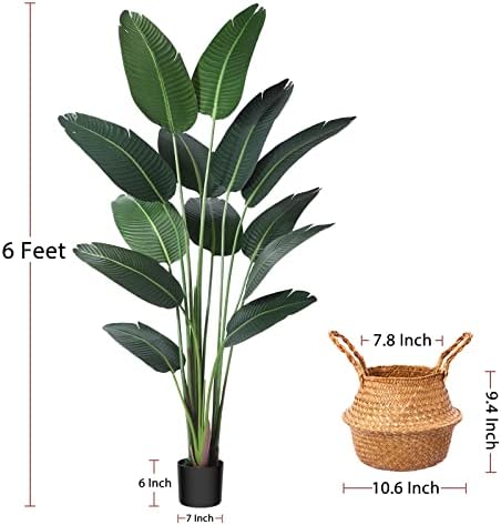 Ferrgoal 6ft Bird of Paradise Artificial Plant with Basket - Image 6