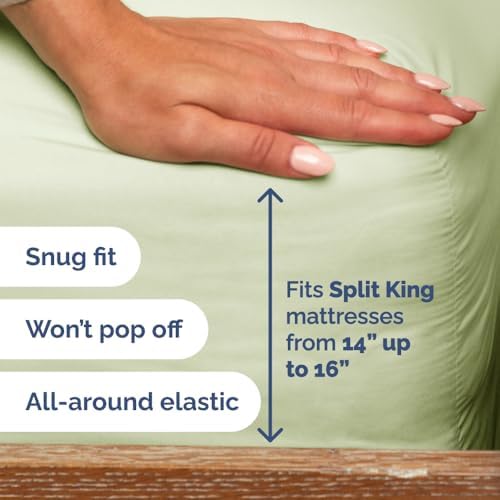 Flex Top Split Head King 4 Piece Sheet Set - Ultra-Soft - Light Sage Green - Image 4