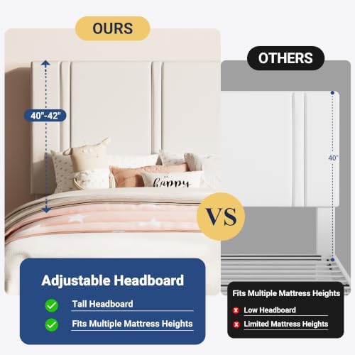 Allewie Twin Platform Bed Frame with Velvet Upholstered Headboard - Image 6