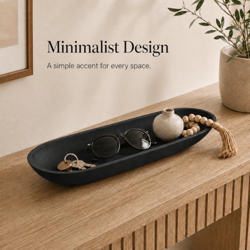 Long Decorative Bowl for Centerpiece, Dough Bowl for home decor 16" Black - Image 5