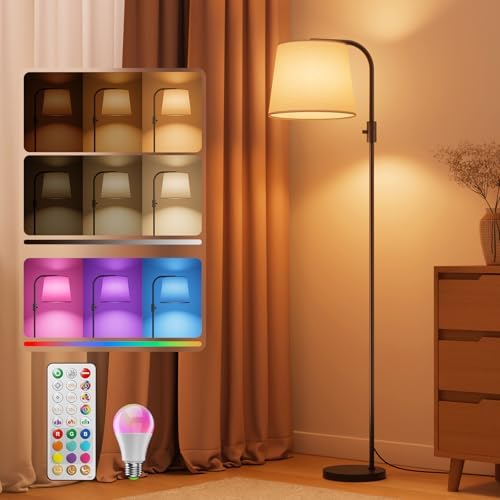 LED Arc Floor Lamp, RGB Color Changing, 65", 350° Swivel Shade by VARICART