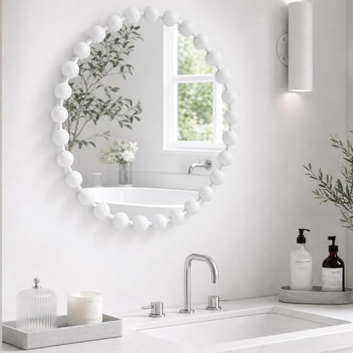 Madison Park 36 inch White Round Mirror, Round Mirrors for Wall Decor, Metal Frame Circle Mirrors for Bathroom, Living Room, Circle Wall Metal Art Mirror by MADISONPARK