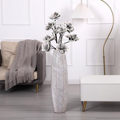 Leewadee Decorative Tall Floor Vase for Living Room Decor, 34 inches, White Wash, Resin - Image 7