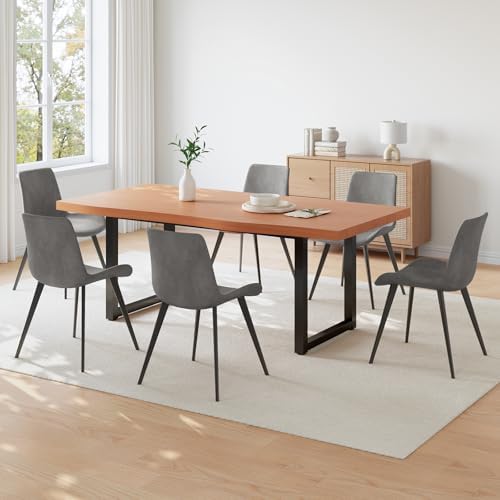 HIPIHOM 63" Wooden Dinner Table Det for 4, Modern Kitchen Table Set of 6, Thickened MDF Living Room Table for Dining Room, Kitchen, Office - Image 2