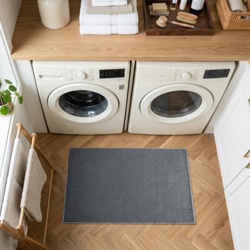 2x3 Dark Grey Solid Area Rug Washable Non-Slip Soft for Entryway Front Door - Image 4