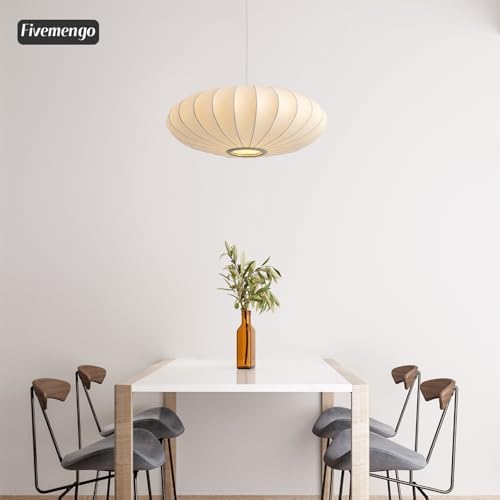 23.6in Lantern Pendant Light Bubble Saucer, White Imitation Silk - Image 6