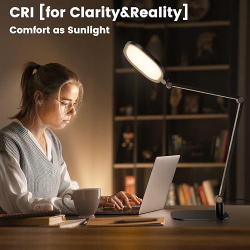 LitONES Desk Lamp for Home Office, Tall Computer Ring Light with CRI 97.8 - Image 6
