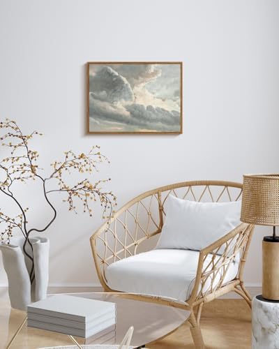 InSimSea Framed Canvas Wall Art Vintage Decor, Room Decor Classical Oil Painting Canvas Prints Study of Clouds with a Sunset near Rome Vintage Landscape Wall Art Home Decor, 12"x16" - Image 3