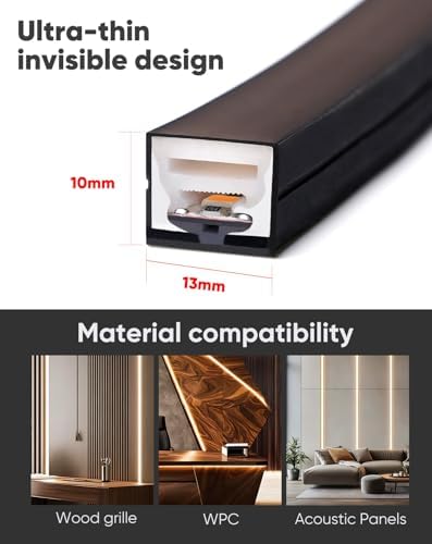 Dimmable LED Recessed Light Kit 1Pack, 3000K Warm White LED Wall Panel Light, 7.87ft/Pack Self-Adhesive Retrofit Strip for Wood Slat Walls, Accent & Acoustic Panels, 24V, UL Listed - Image 2