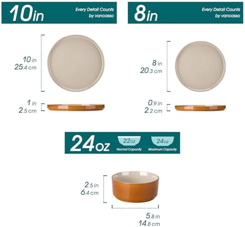 vancasso ONION Ceramic Plates and Bowls Sets, 18 Pieces Grey Dinnerware Sets for Kitchen, Reactive Glaze Dishes Set for 6, Dishwasher and Microwave Safe - Image 2
