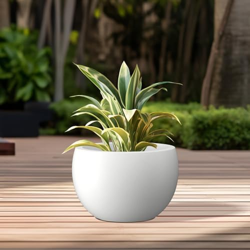Kante Accent Round Bowl White Concrete Planter 15.7" Dia, Outdoor - Image 4
