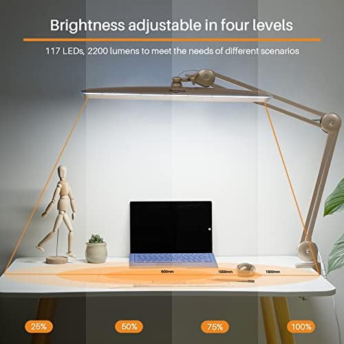 23-Inch LED Task Lamp with Clamp, 24W 2200LM, Gold - Image 2