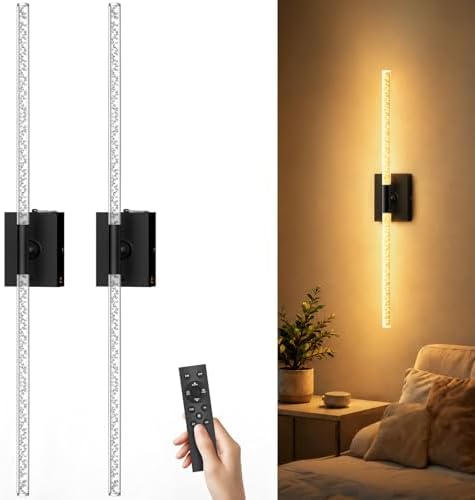 iThird Battery Operated Wall Sconces Set of 2, 10000mAh, Black Bubble by iThirdHomeOutdoorLighting