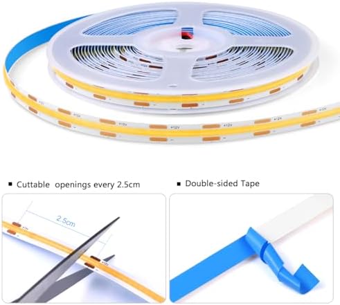AIMENGTE Cabinet Light 12V COB LED Strip Lights, 6-in-1 Penetrable Touch Dimming, Suitable for Wine Cabinets, Shoe Racks, Display Cabinets, Wardrobes, Kitchen Cabinets, and Showcase Lighting - Image 6