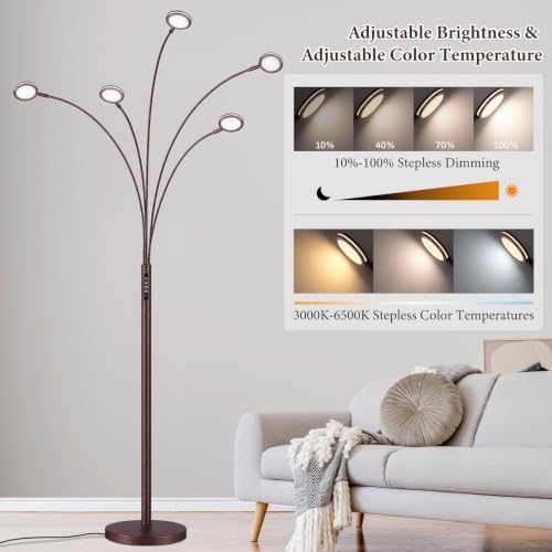 Bairth LED Arc Floor Lamp with Remote,2250LM Dimmable Floor Lamp with Timer - Image 3