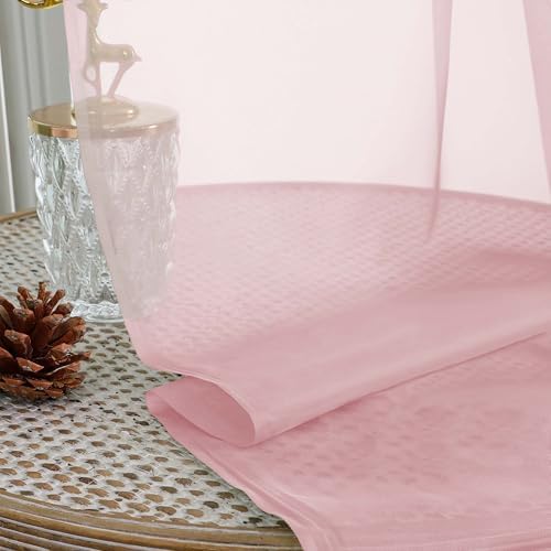 OWENIE Sheer Curtains 84 Inches Long 2 Panels Set, Sheer Blush Curtains for Living Room Bedroom 59 Inch Extra Wide, Modern Voile Filmy Rod Pocket Drapes, 2 Pcs, Each 59 W x 84L, Blush - Image 7