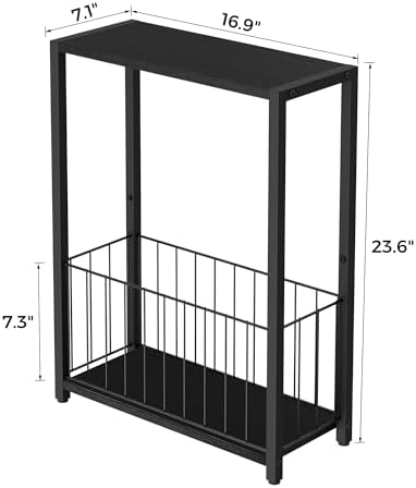 Homleke Narrow Side Tables Set of 2 with Magazine Holder, Skinny End Tables - Image 6