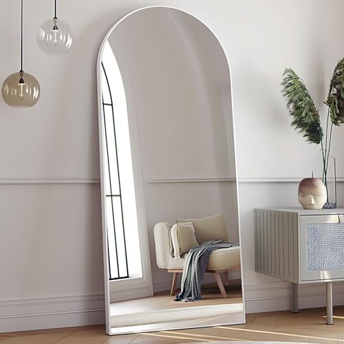 Prywot Arched Full Length Mirror, 70"x26" Free Standing Floor Mirror, White by Prywot