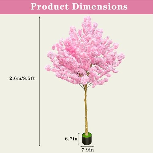 Artificial Cherry Blossom Tree 8.5ft, Faux Cherry Blossom Tree Fake Pink Artificial Tree for Wedding Home Office Living Room House Indoor Outdoor Decor - Image 3