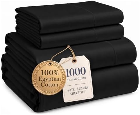 LANE LINEN California King Sheet Sets Cooling 100% Egyptian Cotton - Black by LaneLinen