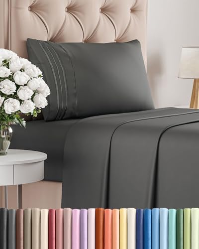 Twin Size 3 Piece Sheet Set - Comfy Breathable & Cooling Sheets - Charcoal by CGKUnlimited