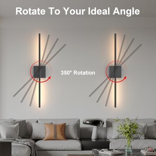 Tartek Battery Operated Wall Sconces Set of Two, Rechargeable Wall Lights with Remote Control, Dimmable 3000K-6000K LED Wall Lamp, 360°Rotate, Long Wireless Sconces for Living Room, Bedroom - Image 4