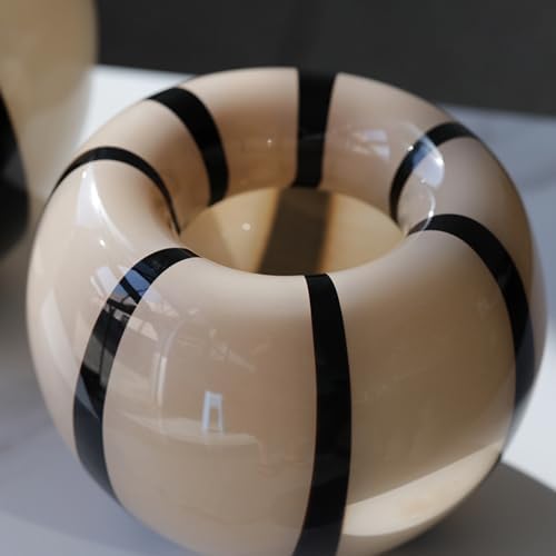 Creative Vase Black And White StripedGlass Vase Modern Decor Ceramic Vase For Flowers With Stripes - Aesthetic Room Decor For Living Room Shelf, Entryway Tableblack And White Striped Ball Glass by Unknown