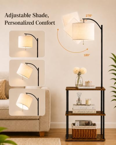 GERGO Floor Lamp with Table, Side Table for Living Room, 3 CCT 9W LED Bulb - Image 4