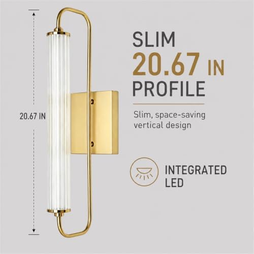 LIGHTLAND Gold Wall Sconce, 20.7 Inch Modern Metal and Acrylic Wall Light Fixture, Wall Lamp for Living Room Bedroom Hallway (Pack of 1) - Image 7