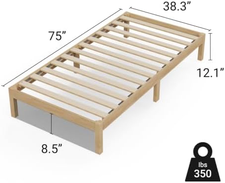 LIFEMENT Twin Bed Frame Classic Wood Platform, Noise Free, Under Bed Storage, No Box Spring Needed, Easy Assembly, Natural Natural - Image 6