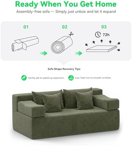 MONVANE 156" U-Shaped Modular Sectional Sofa, Green - Image 6