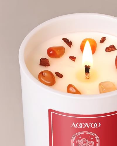 AOOVOO Apple Cinnamon Scented Candles for Women - Aromatherapy Candle with Crystals Inside, 10oz Soy Candles for Home Scented, Birthday Gifts Christmas Candle for Mom Women - Image 2