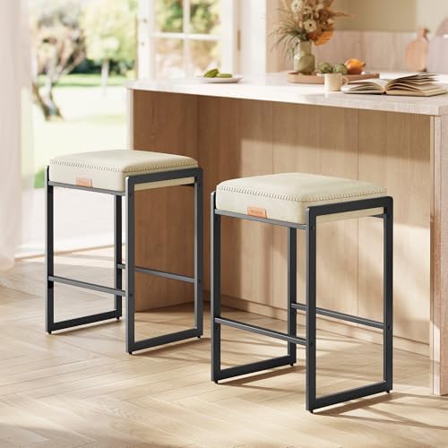 VASAGLE Bar Stools Set of 2, Counter Height, PU Leather, 26-Inch by VASAGLEbySONGMICSHOME