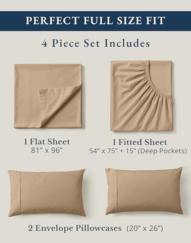 LANE LINEN 100% Organic Cotton Sheets Set, Pure Organic Cotton Long- Staple Percale Weave Ultra Soft Best- Bedding Sheets for Bed, GOTS Certified, Fits Mattress Upto 15in. Deep Pocket (Full, Taupe) - Image 4