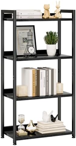 NUMENN Bookshelf, 4 Tier Freestanding Shelving Unit, Black by NUMENN