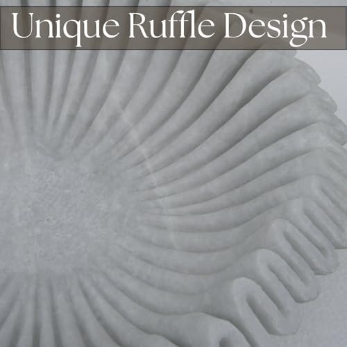 Marble Ruffle Bowl Handcrafted Decorative ScallopBowls - Antique Catchall Jewelry Dish Fruit Organizer for Home & Kitchen (12 inches) - Image 6