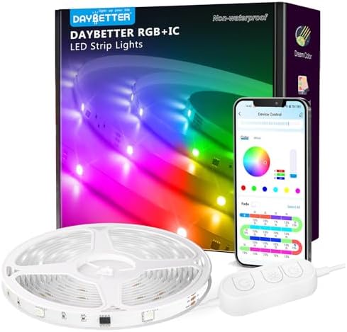 DAYBETTER Smart IC LED Strip Lights, BGRIC LED Lights for Bedroom 65.6FT, DIY Multiple Colors on One Line, App Control Color Changing Strip Lighting Music Sync Home Decor(1 Roll) by DAYBETTER