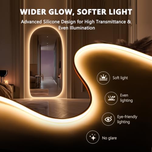 V4light 16.4ft Silicone LED Light Strip CRI90 Dot-Free Wood Slat Wall Light - Image 5