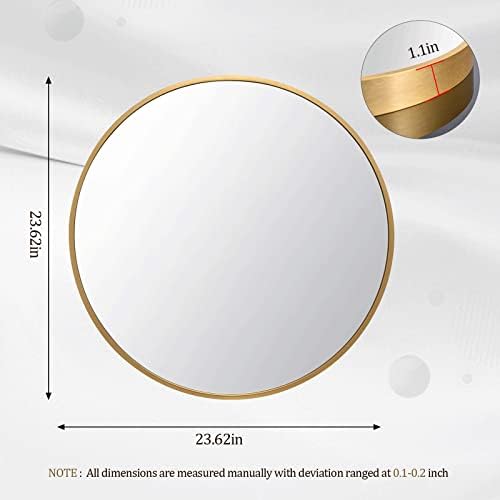 HARRITPURE Round Mirror 23.6" Gold Wall Mounted Circle Mirror with Aluminum Alloy Frame Modern Design for Bathroom, Living Room, Vanity, Bedroom, Entryway - Image 5