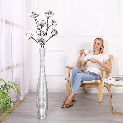 Leewadee Large Floor Vase 34 inches Polyresin for Pampas Grass, Dried Flowers - Image 2