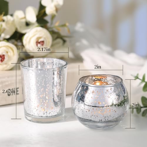 Volens Silver Party Decorations 72pcs, Assorted Glass Votive Candle Holders - Image 2