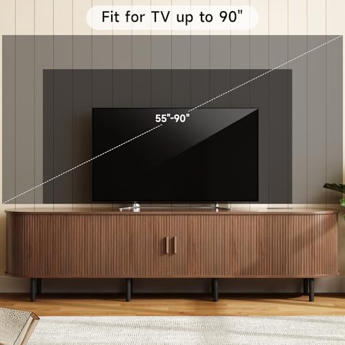 ONBRILL 86.6" TV Stand with Power Outlet & Storage for TVs up to 90“ Walnut - Image 5